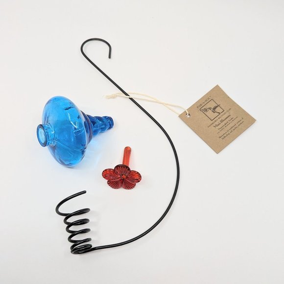 Hummingbird feeder hand blown glass - Picture 2 of 13